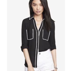 Porto fino top black with white piping